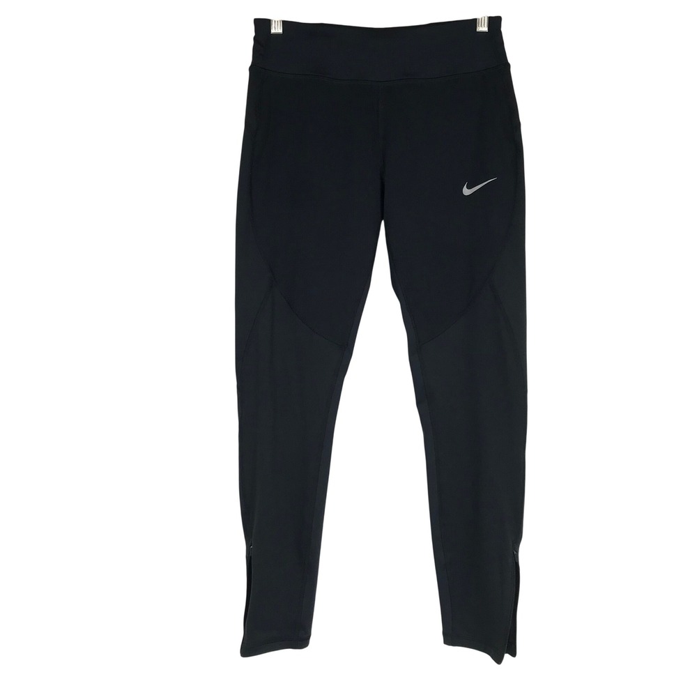 Nike Shield  Running Tights Black Ankle‎ Zip Back Pocket Leggings Women's Size M